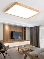 Wooden Geometric Ceiling Light Round Square