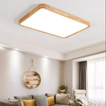 Wooden Geometric Ceiling Light Round Square