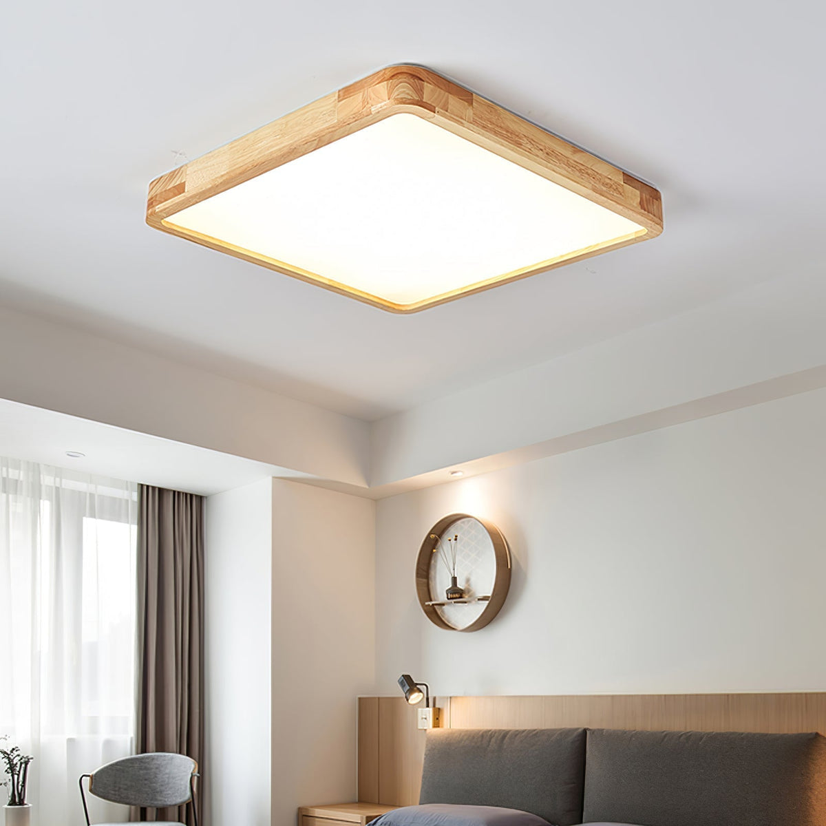Wooden Geometric Ceiling Light Round Square