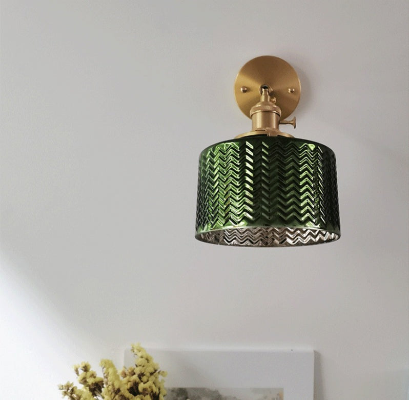 shiny-green-glass-cylinder-led-wall-light-in-art-deco-style