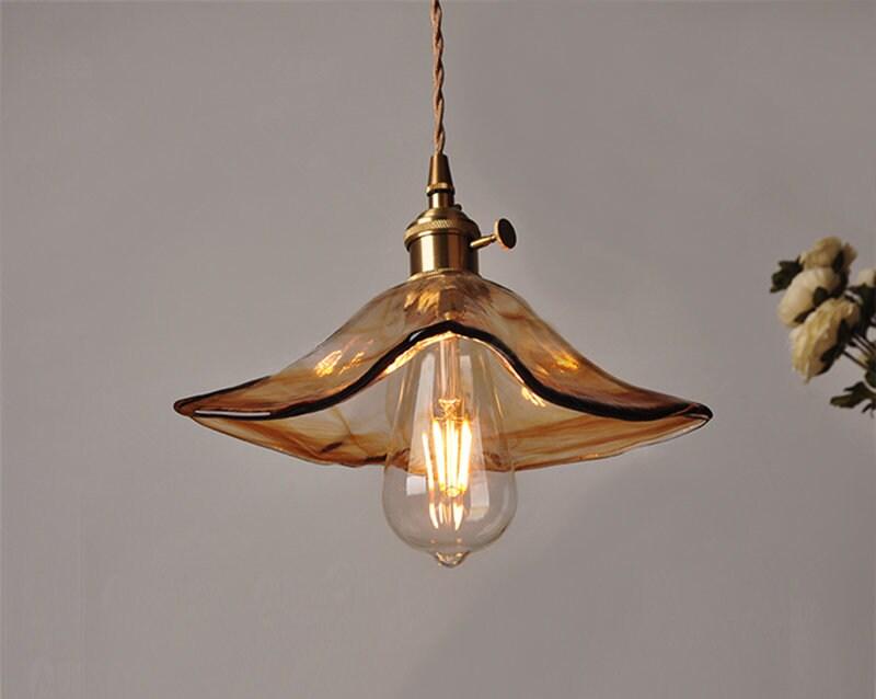 tea-coloured-glass-pendant-led-light-with-handkerchief-lampshade-in-vintage-style