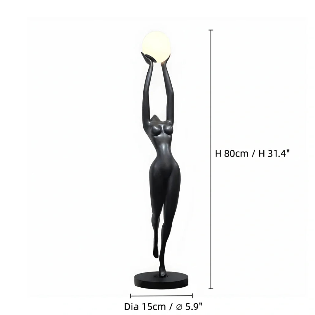 hermes-modern-minimalist-resin-lady-sculpture-sphere-glass-shade-floor-light