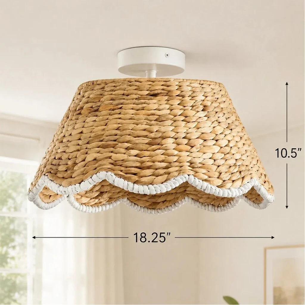 bohemian-style-scallop-rattan-flush-mount-ceiling-light