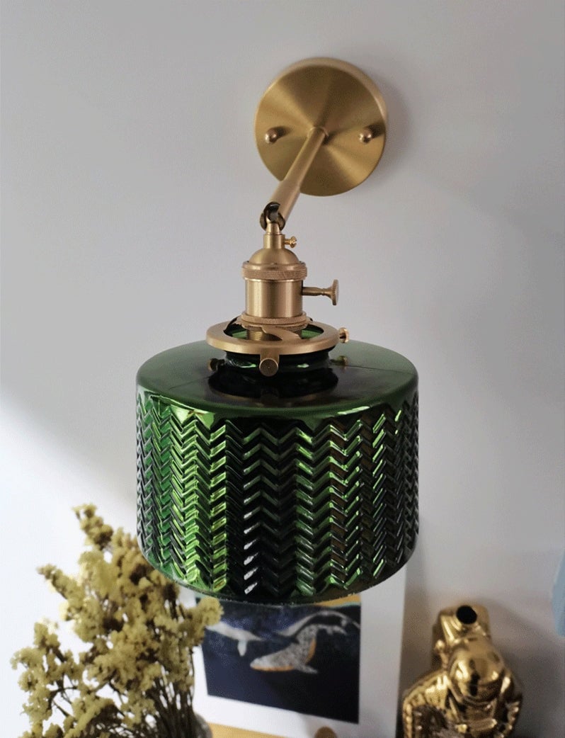 shiny-green-glass-cylinder-led-wall-light-in-art-deco-style