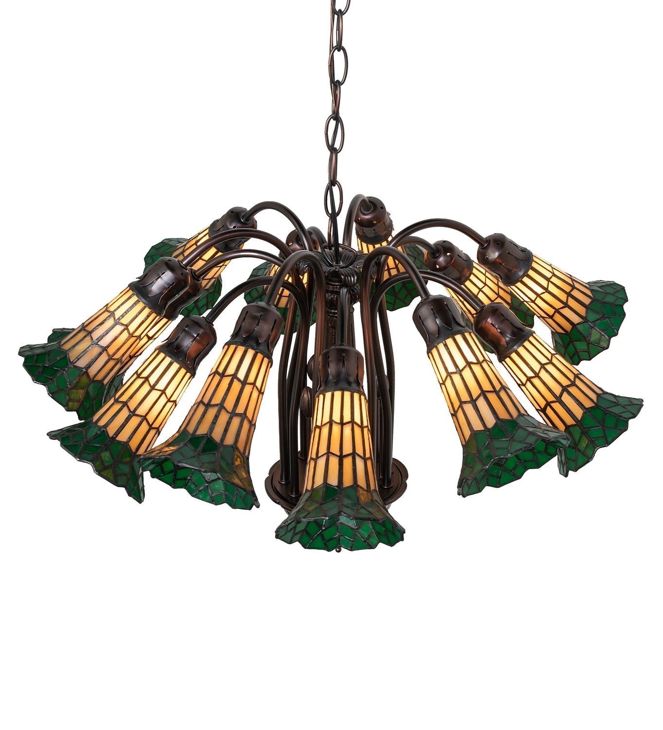 Stained Glass Pond Lily 12 Light Chandelier