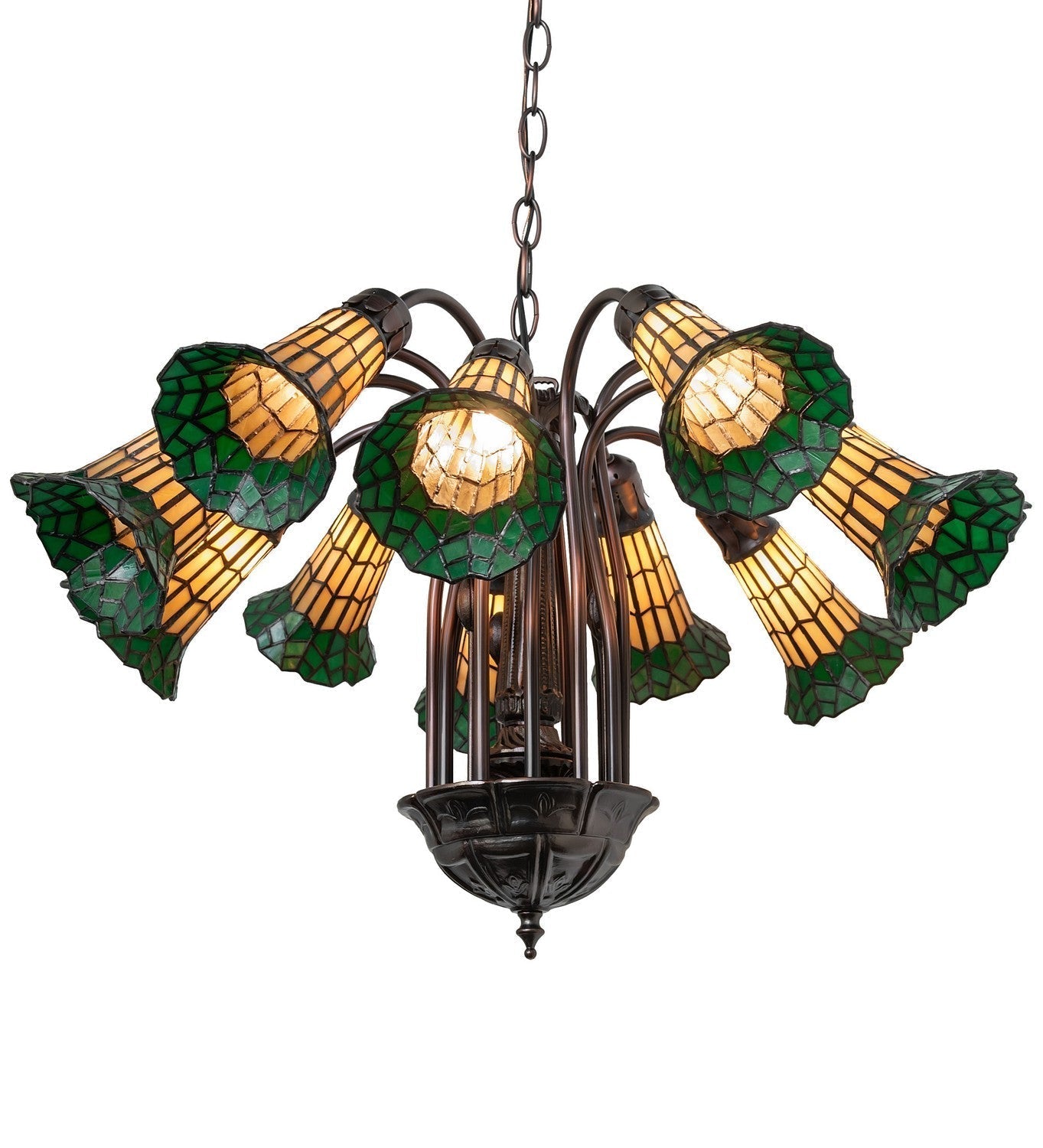 Stained Glass Pond Lily 12 Light Chandelier