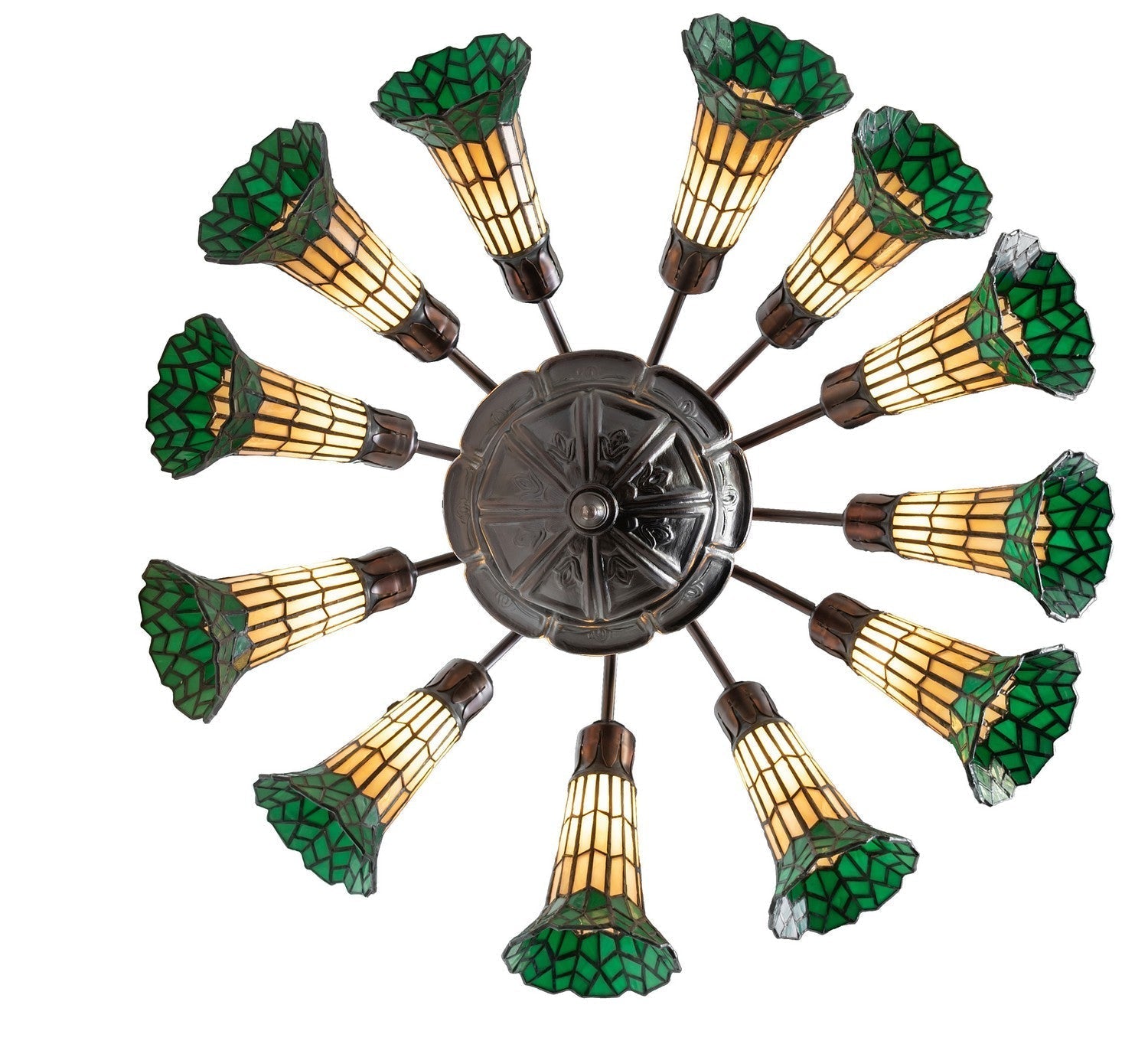 Stained Glass Pond Lily 12 Light Chandelier
