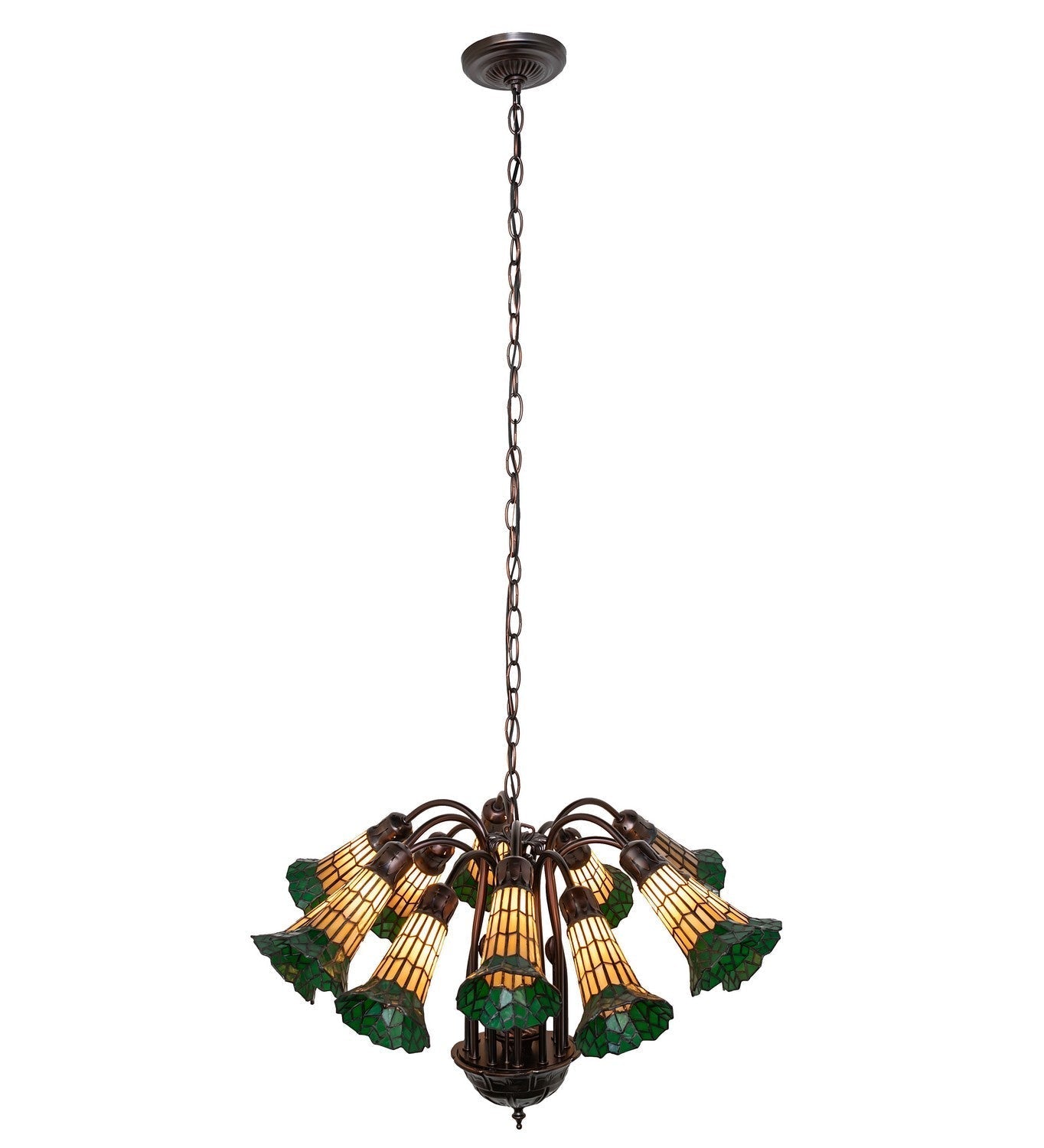 Stained Glass Pond Lily 12 Light Chandelier