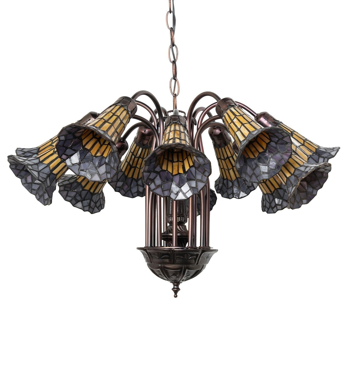 Stained Glass Pond Lily 12 Light Chandelier