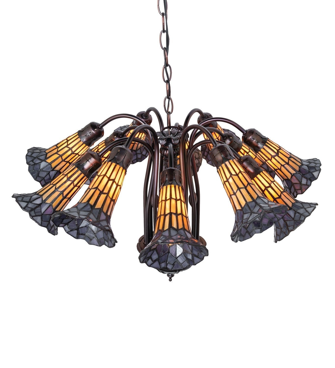 Stained Glass Pond Lily 12 Light Chandelier
