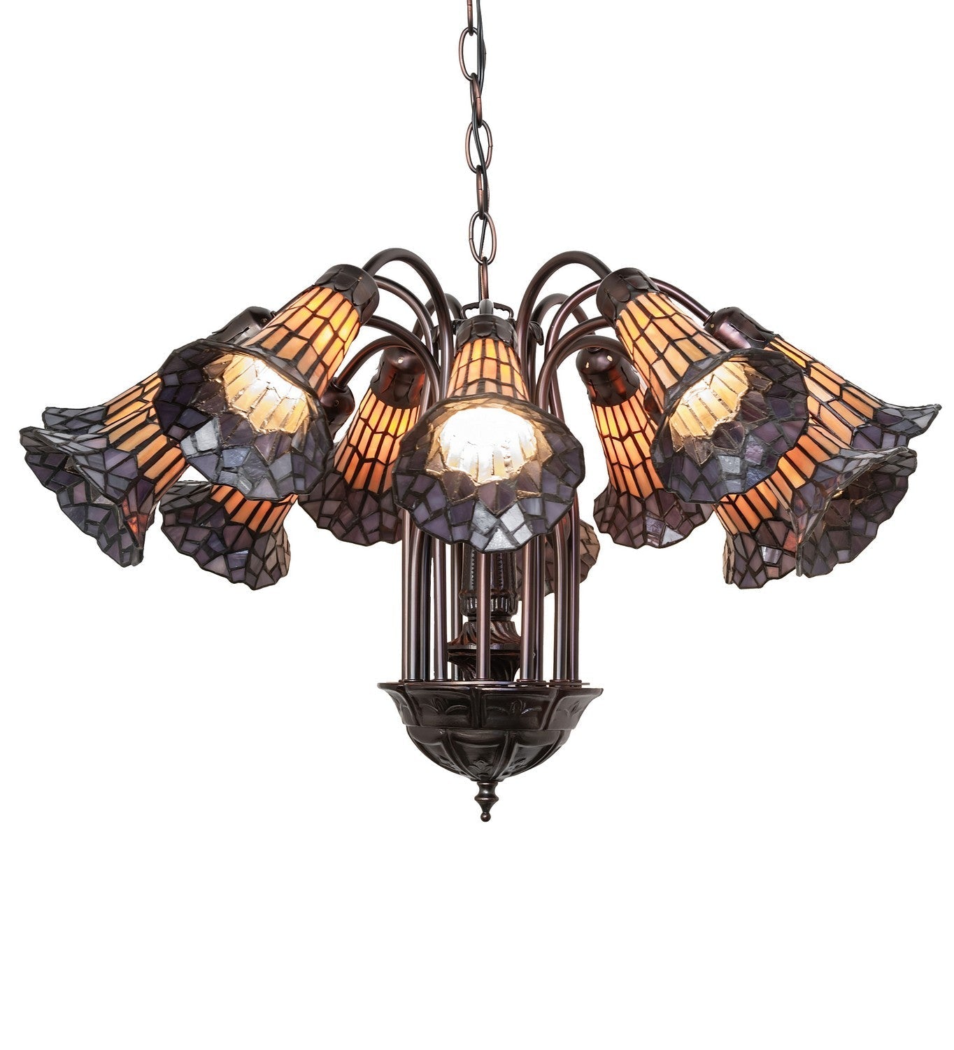 Stained Glass Pond Lily 12 Light Chandelier