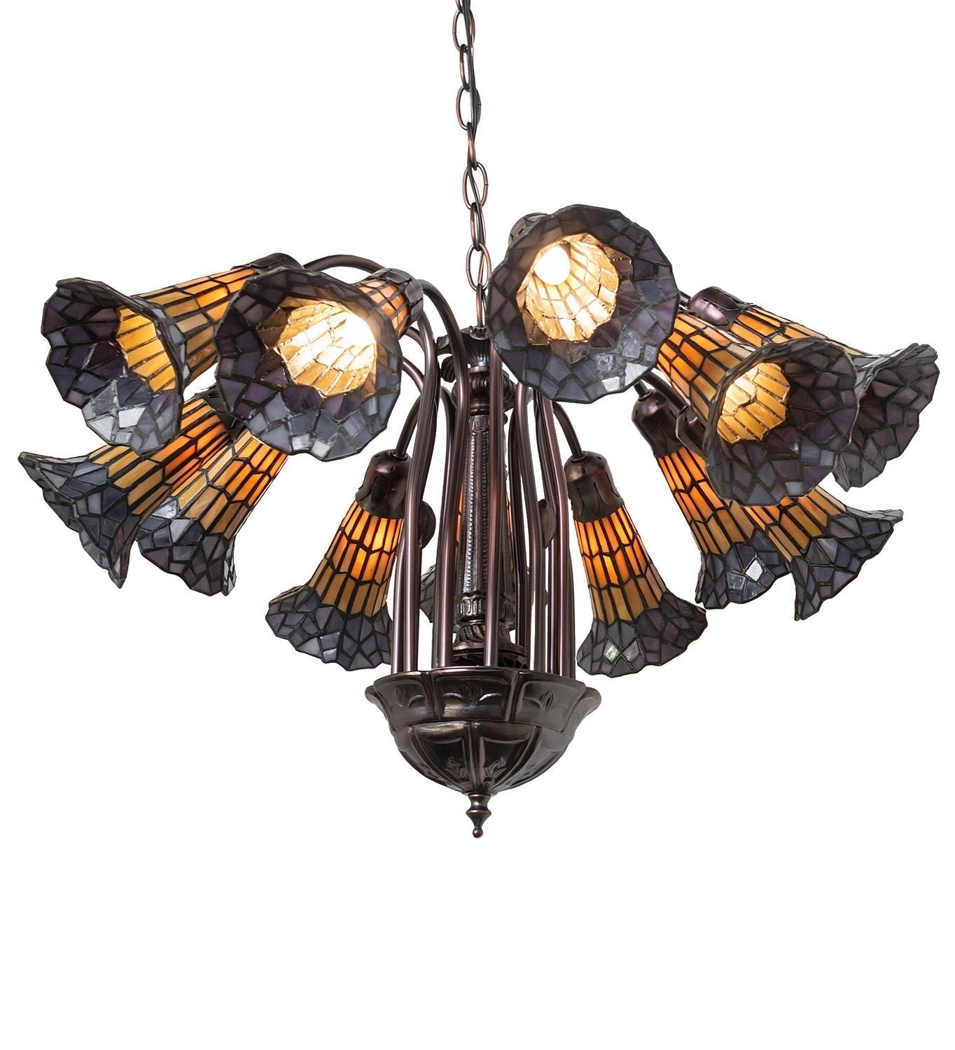 Stained Glass Pond Lily 12 Light Chandelier