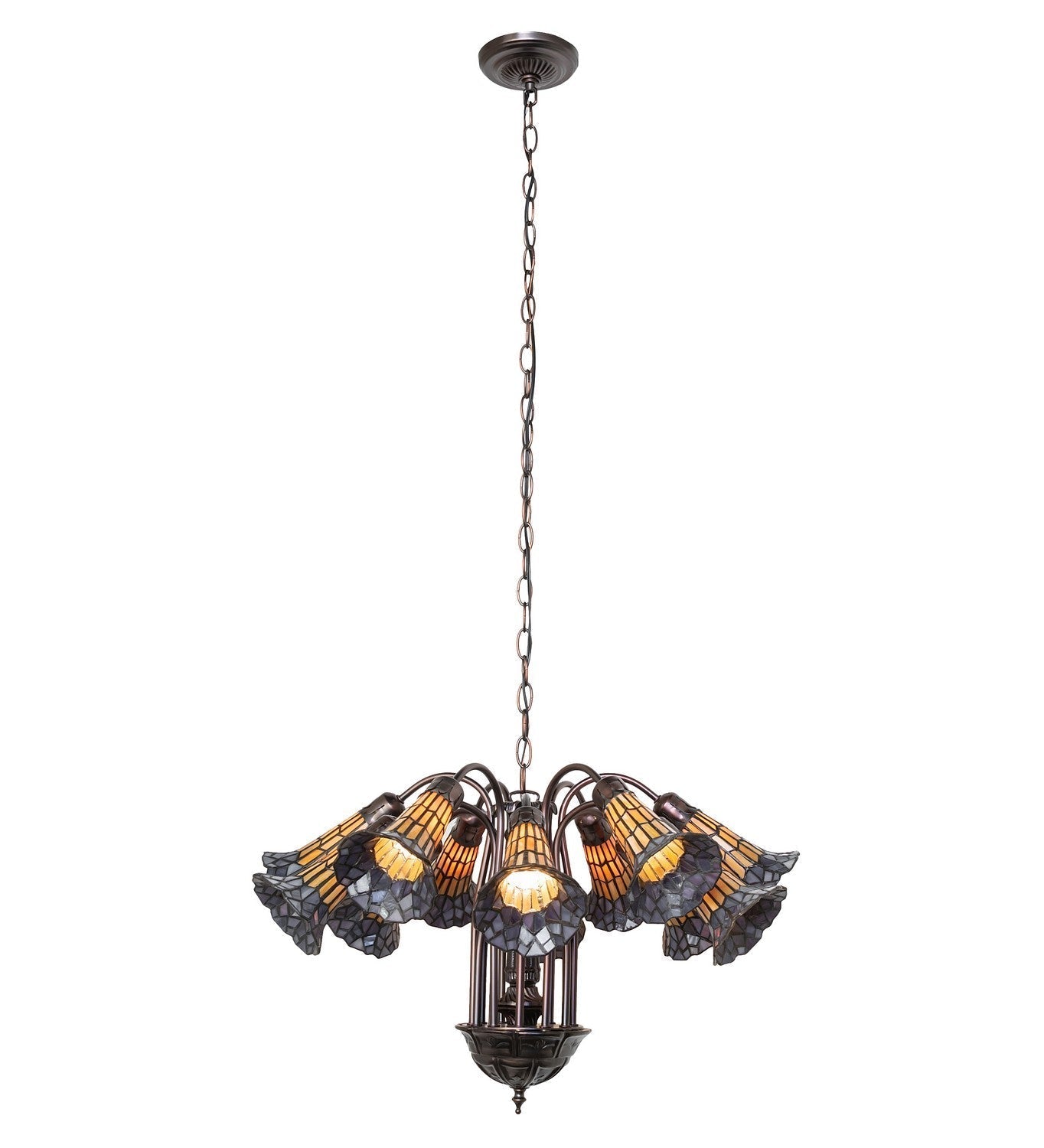 Stained Glass Pond Lily 12 Light Chandelier