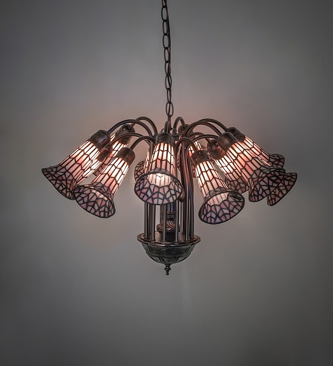 Stained Glass Pond Lily 12 Light Chandelier