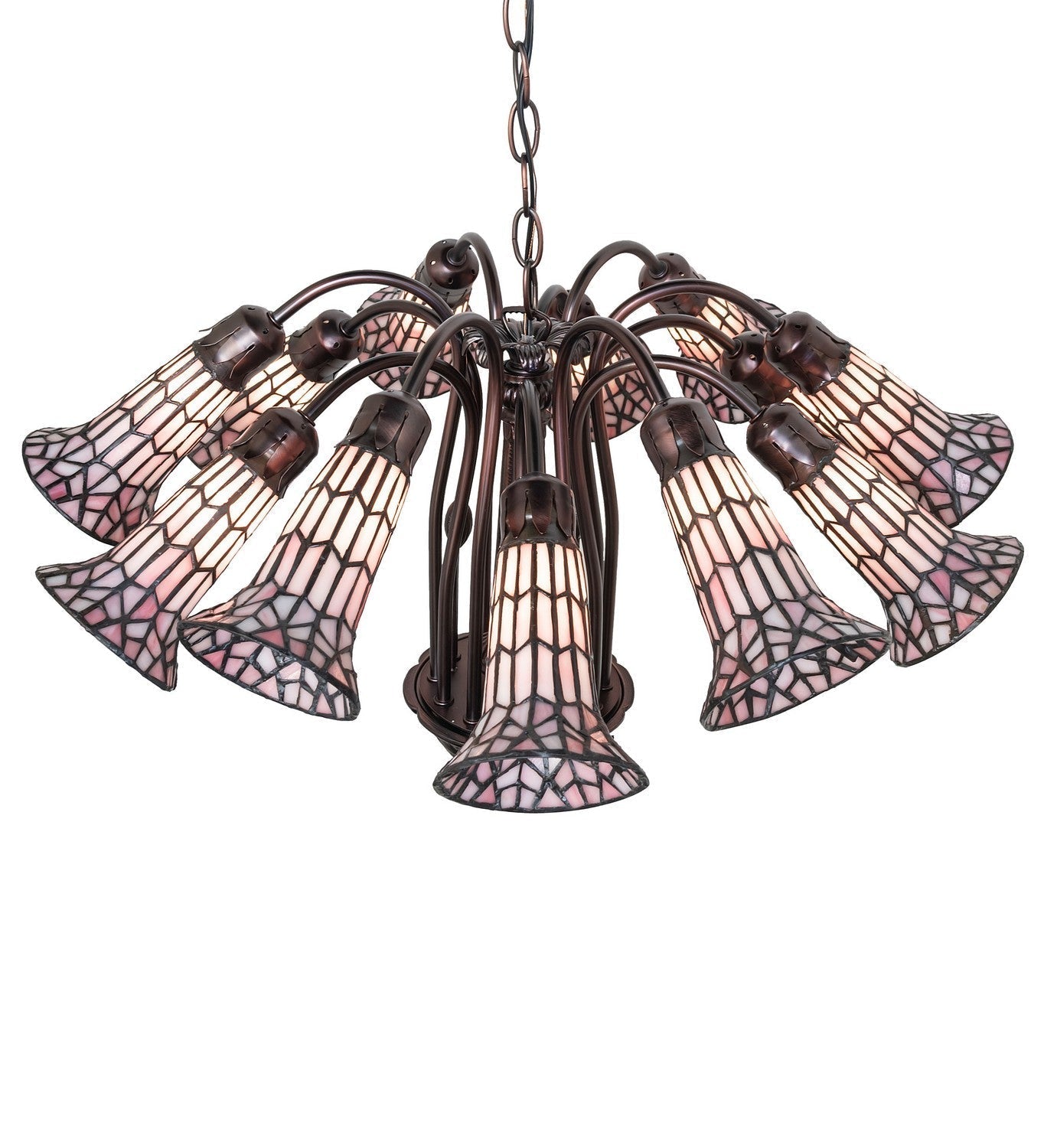 Stained Glass Pond Lily 12 Light Chandelier