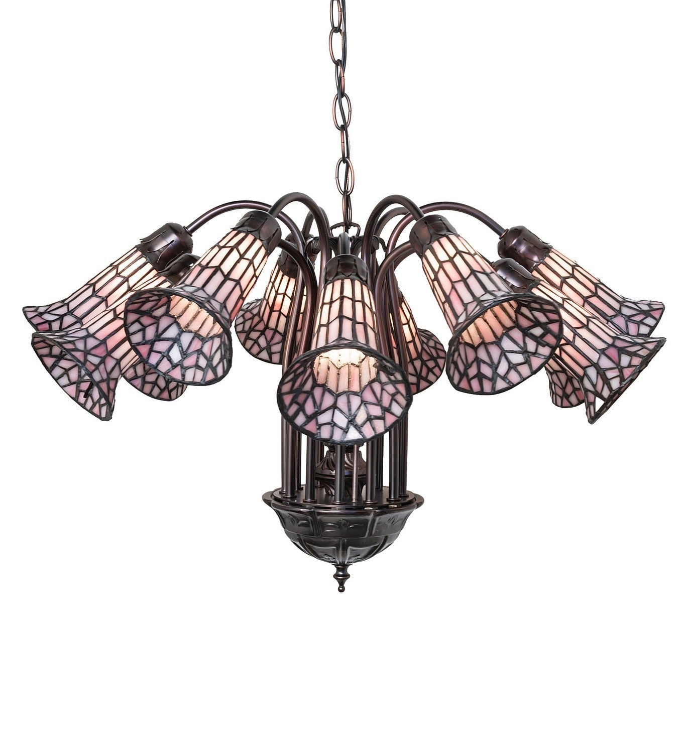 Stained Glass Pond Lily 12 Light Chandelier