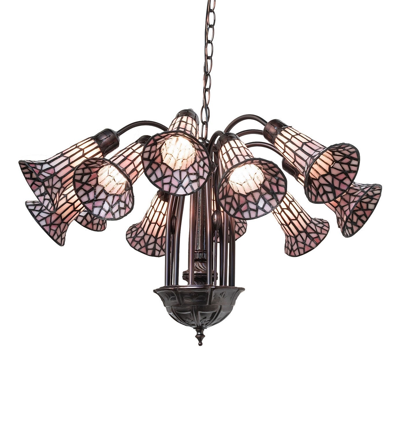 Stained Glass Pond Lily 12 Light Chandelier