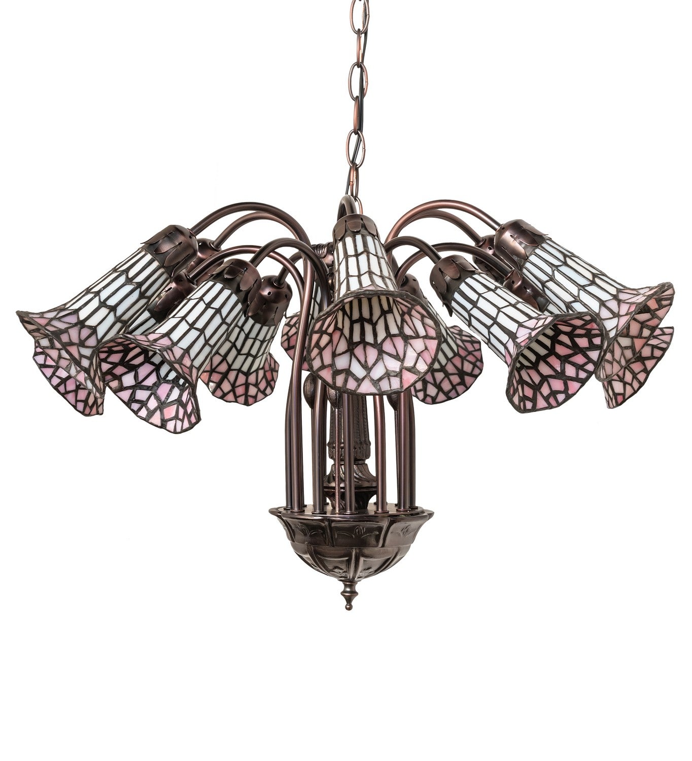 Stained Glass Pond Lily 12 Light Chandelier