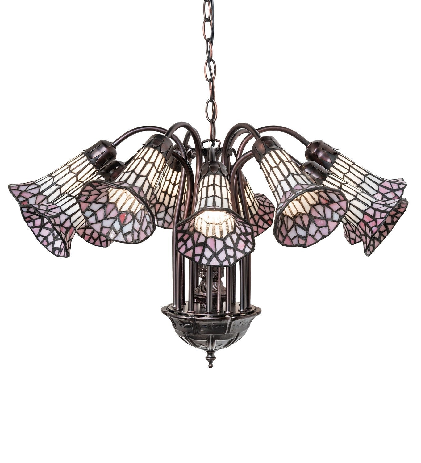 Stained Glass Pond Lily 12 Light Chandelier