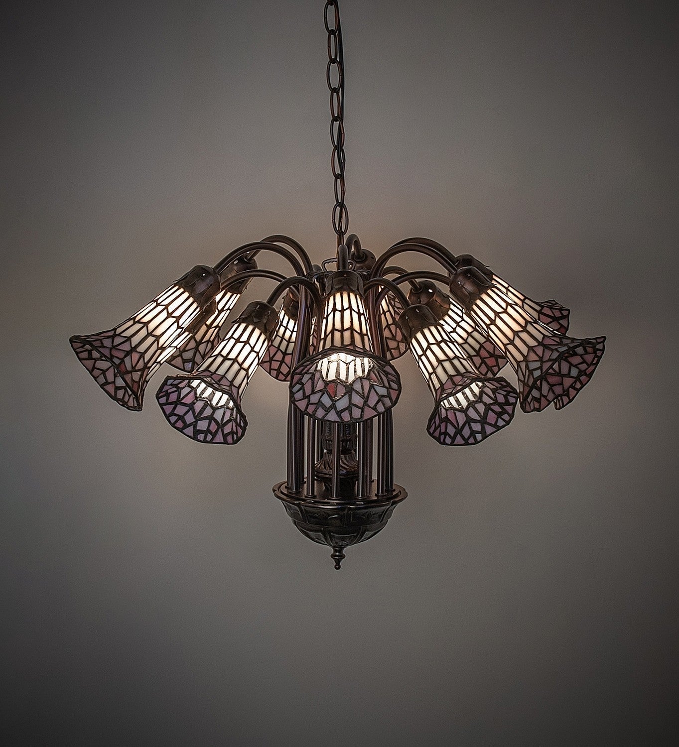 Stained Glass Pond Lily 12 Light Chandelier