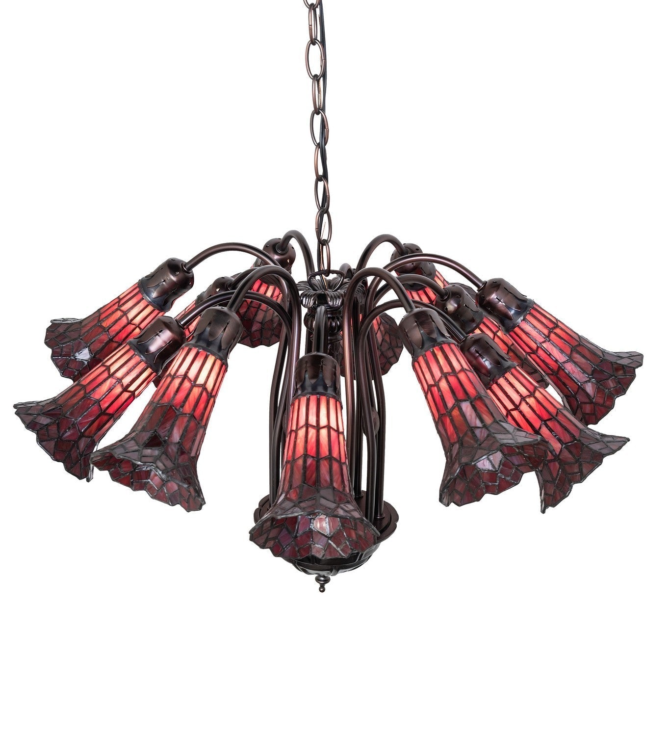 Stained Glass Pond Lily 12 Light Chandelier