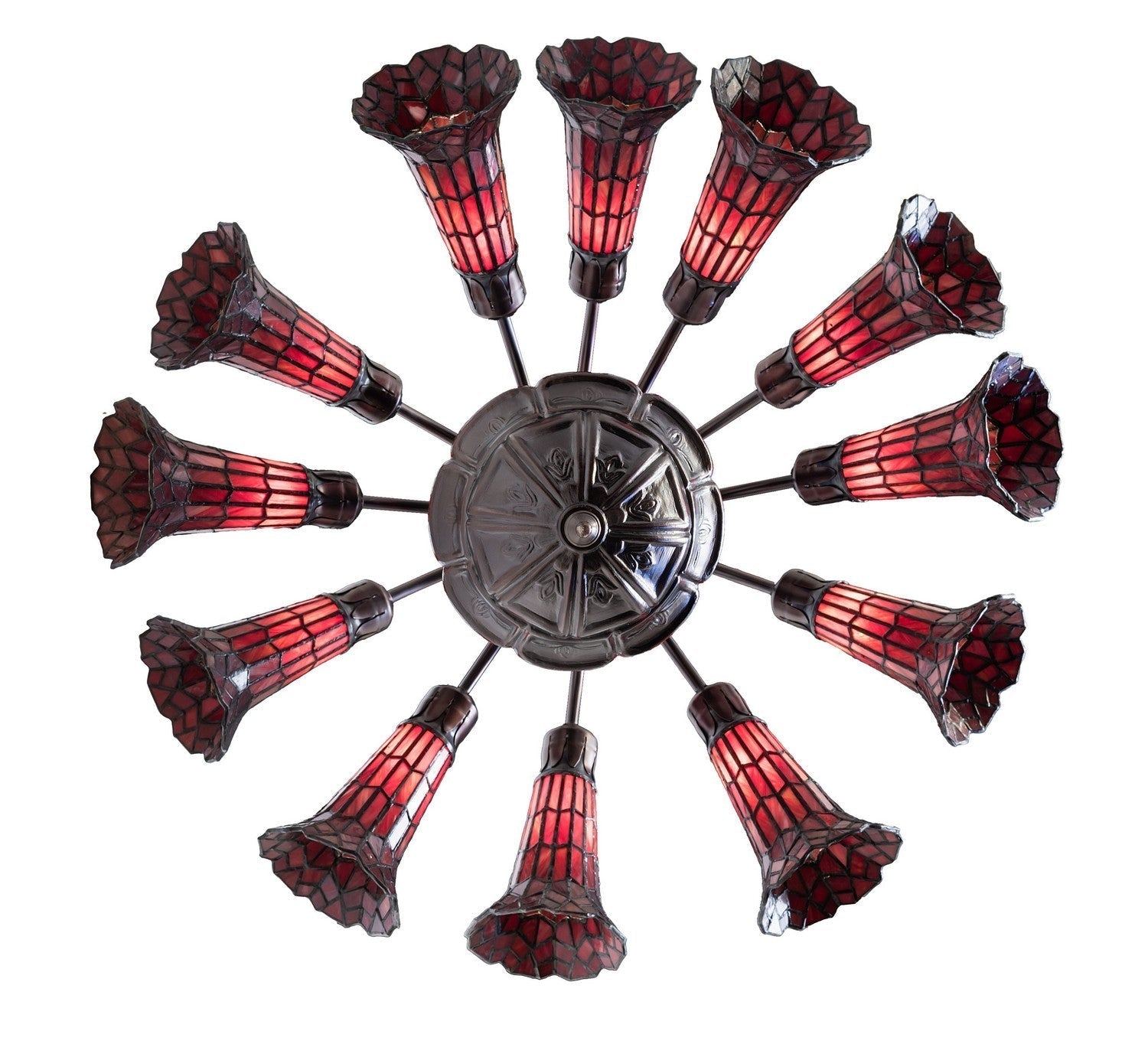 Stained Glass Pond Lily 12 Light Chandelier