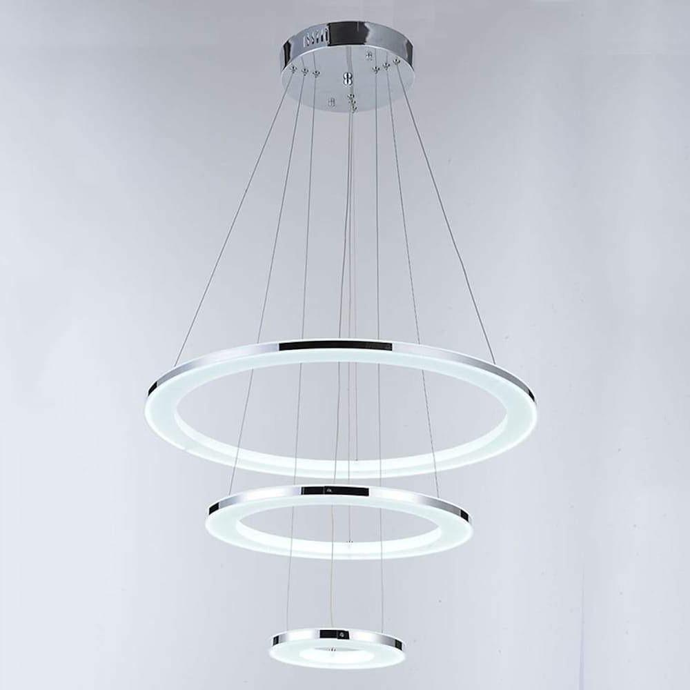 Adjustable LED 3-Ring Chandelier Modern 24' Hanging Ceiling Light