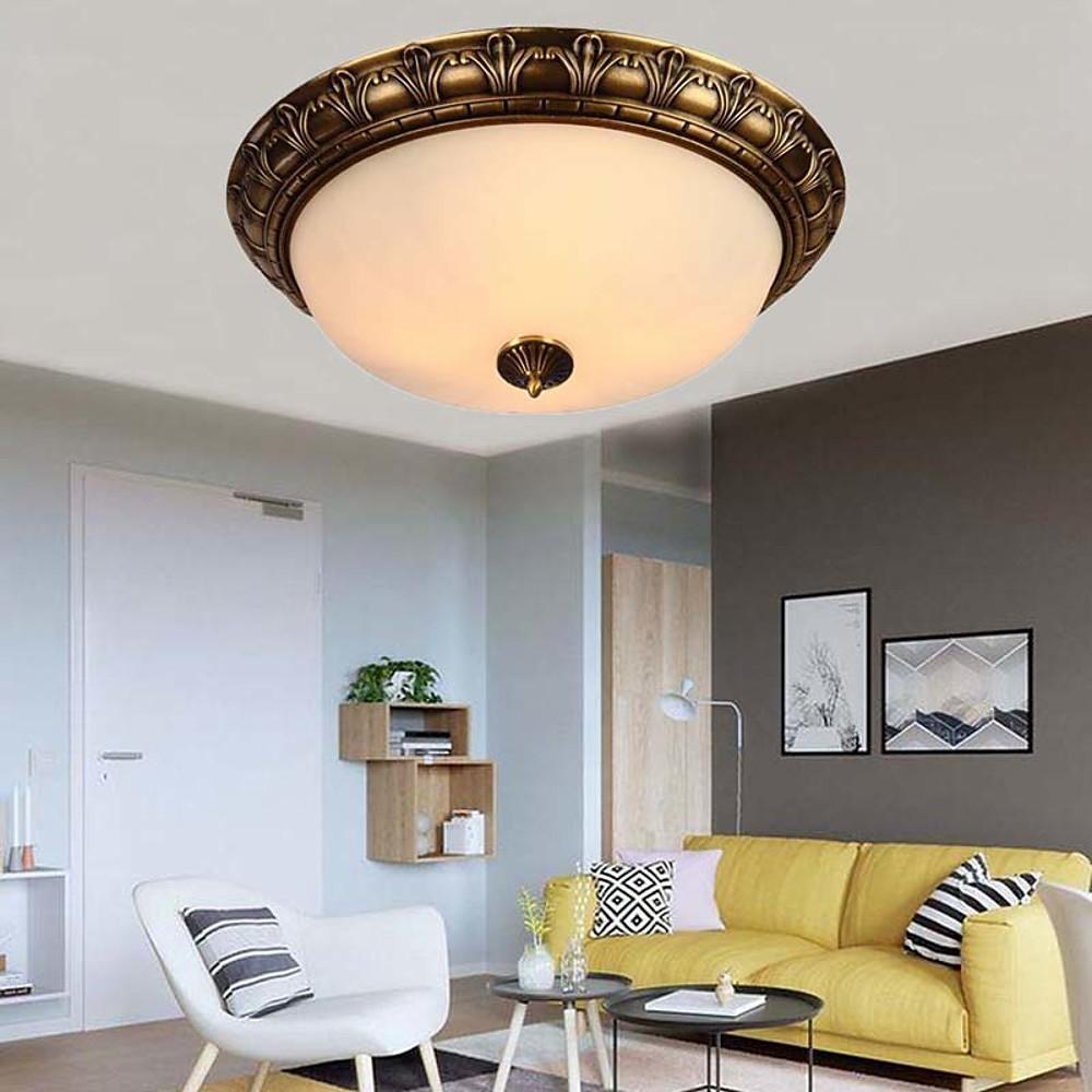 Antique Flush Mount Ceiling Light Vintage Bronze Frosted Glass Light Fixture
