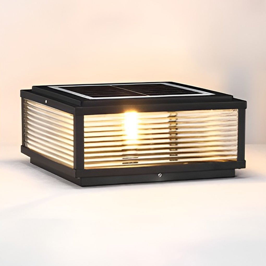 Square Ribbed Glass Outdoor Pier Mount Post Light