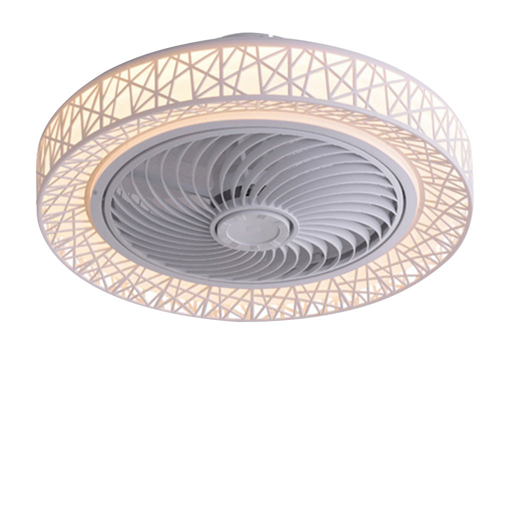 Nordic Hollow Minimalist Three-color Dimming Integrated Bladeless Ceiling Fan Lamp