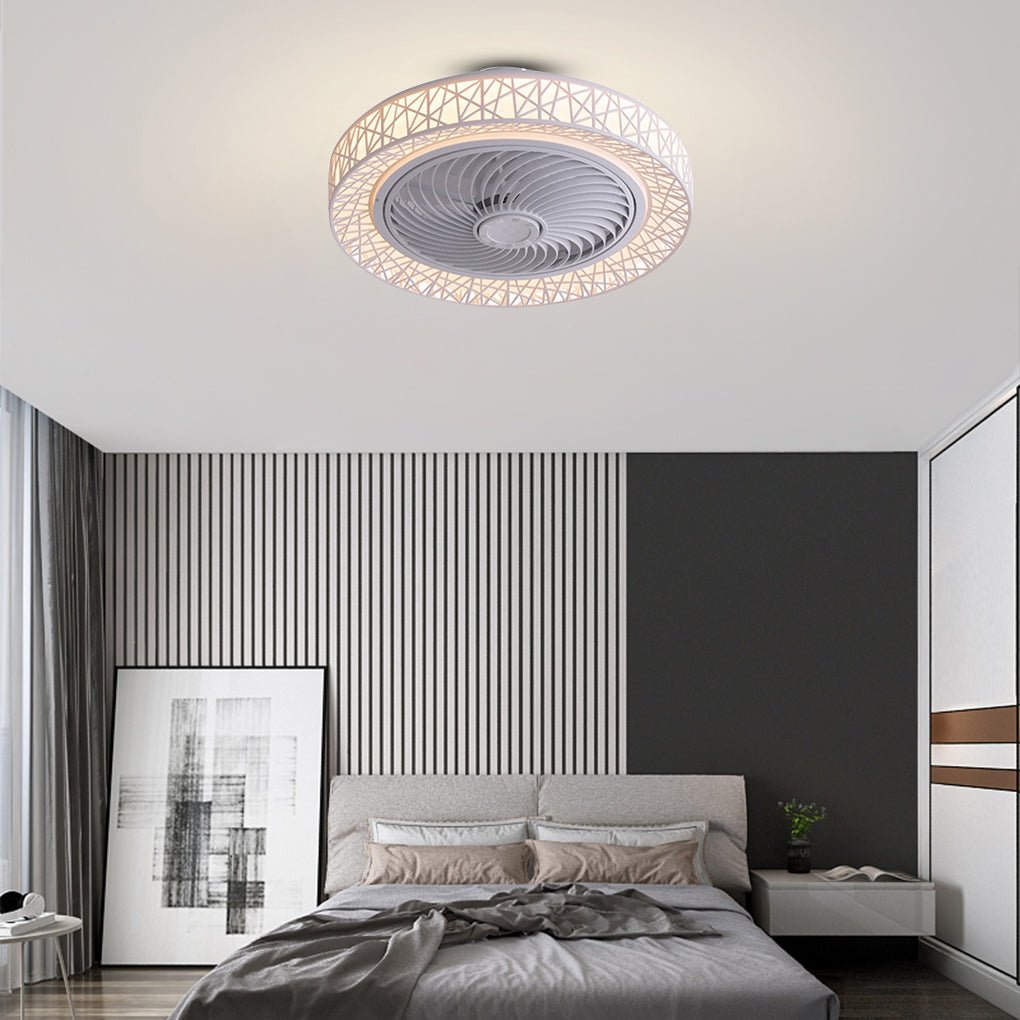 Nordic Hollow Minimalist Three-color Dimming Integrated Bladeless Ceiling Fan Lamp