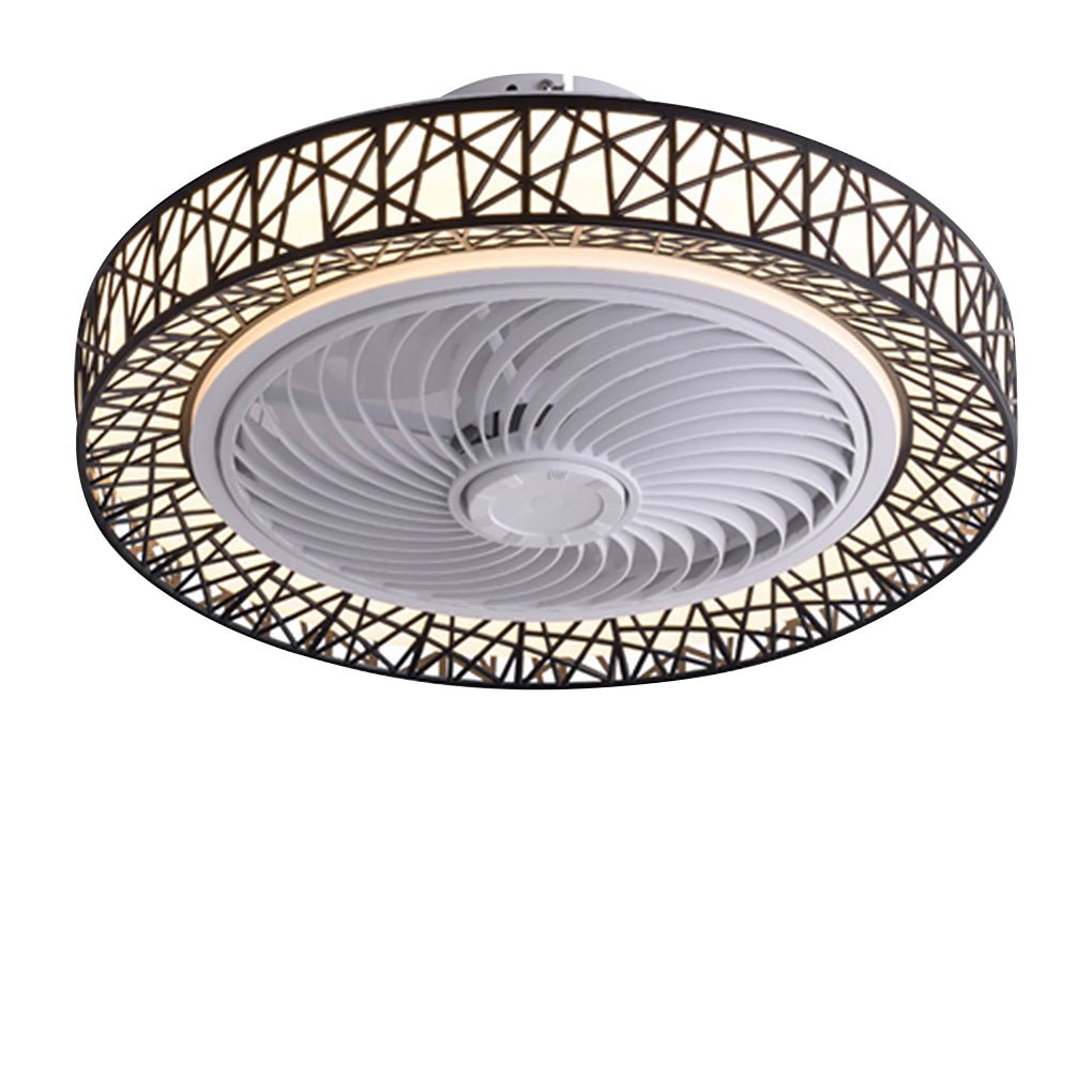 Nordic Hollow Minimalist Three-color Dimming Integrated Bladeless Ceiling Fan Lamp