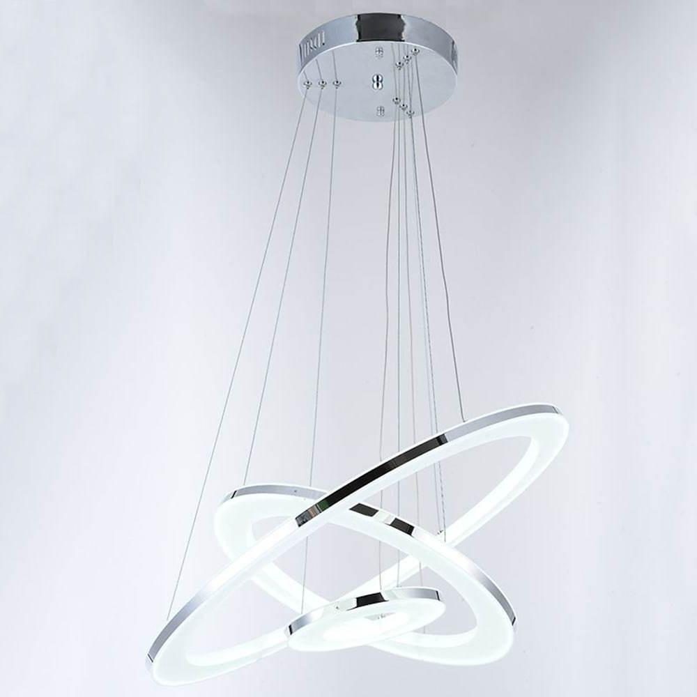 Adjustable LED 3-Ring Chandelier Modern 24' Hanging Ceiling Light