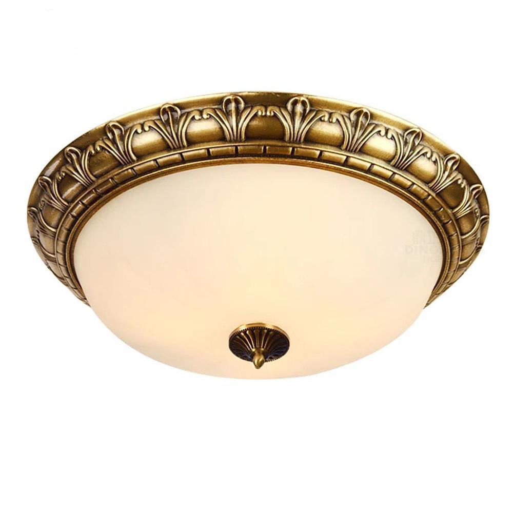 Antique Flush Mount Ceiling Light Vintage Bronze Frosted Glass Light Fixture