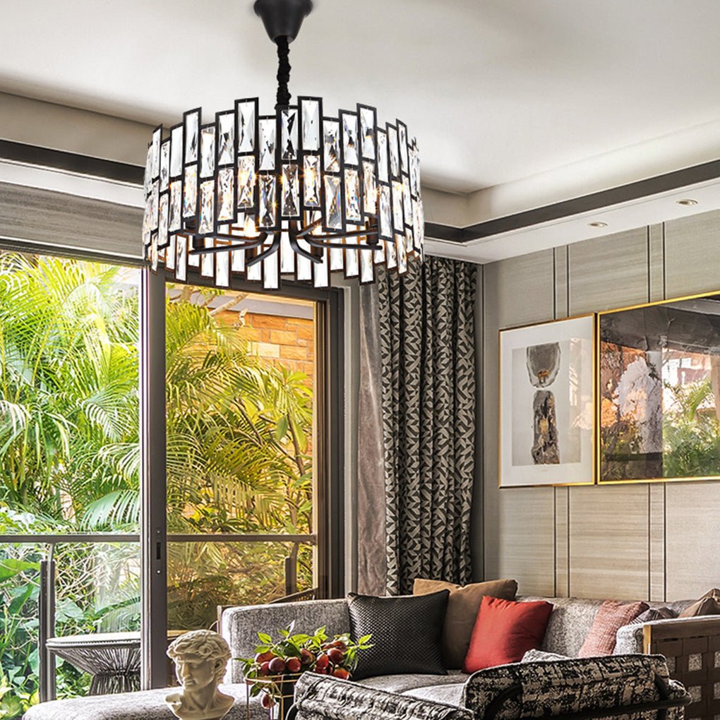 Postmodern Minimalist Living Room Crystal Chandelier with Three-color Led