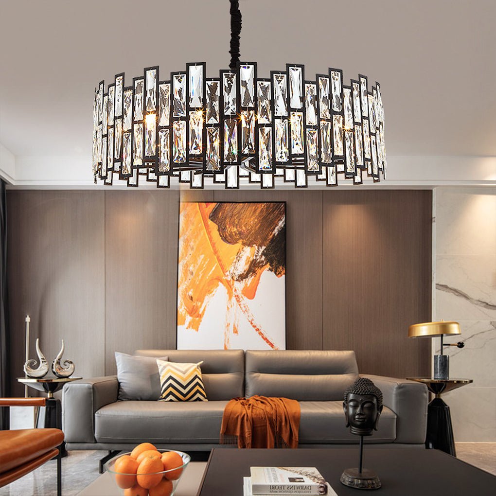Postmodern Minimalist Living Room Crystal Chandelier with Three-color Led