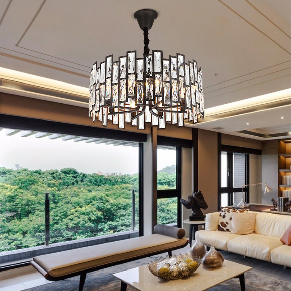 Postmodern Minimalist Living Room Crystal Chandelier with Three-color Led