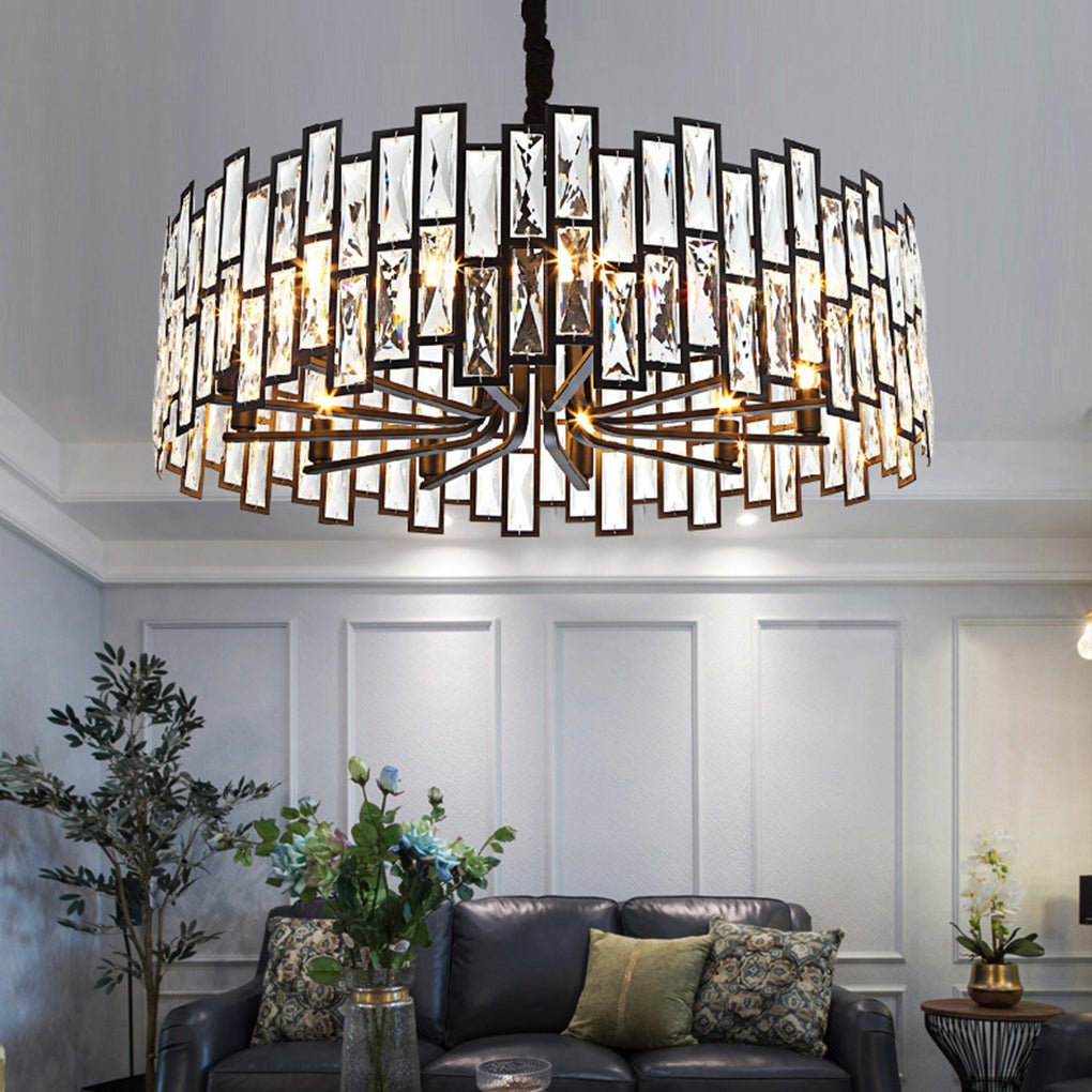 Postmodern Minimalist Living Room Crystal Chandelier with Three-color Led