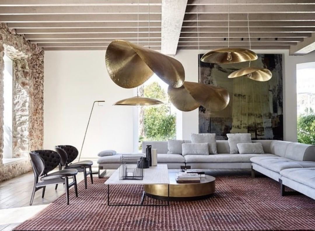 Hammered Brass Hanging Pendant Light