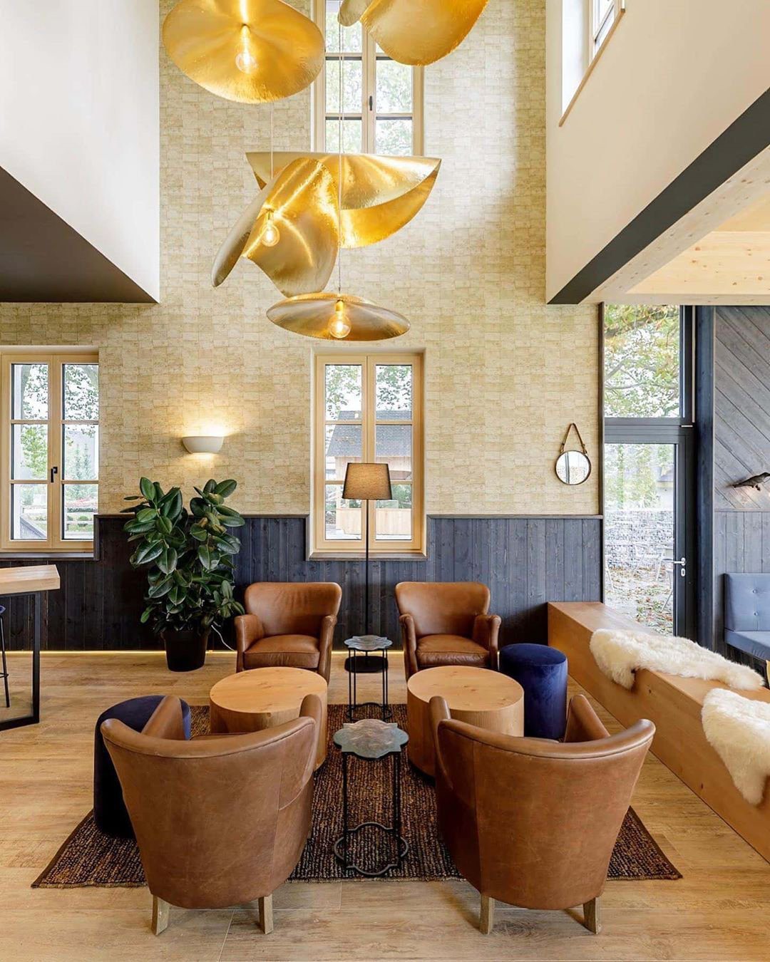 Hammered Brass Hanging Pendant Light