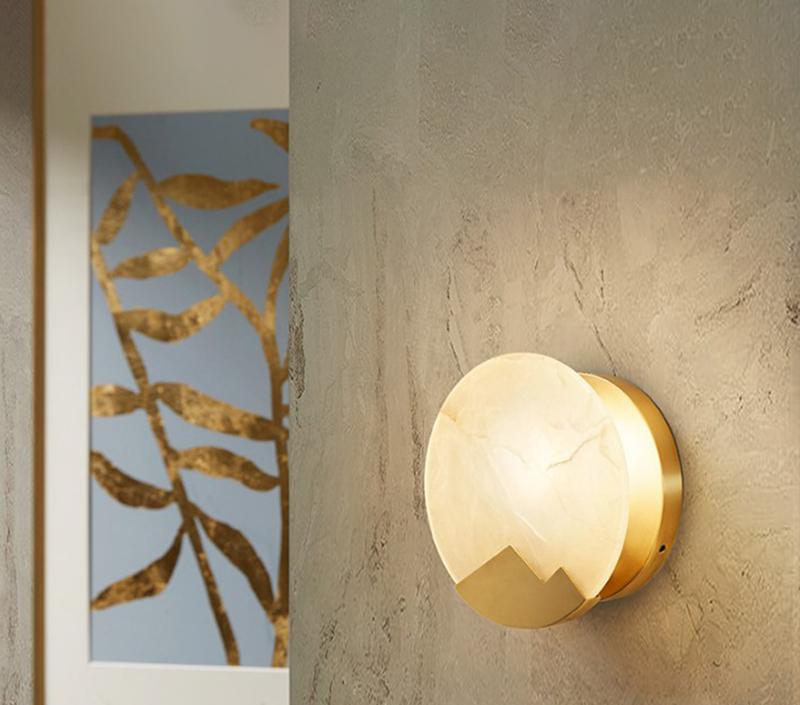 Polished Brass Wall Sconce with Alab