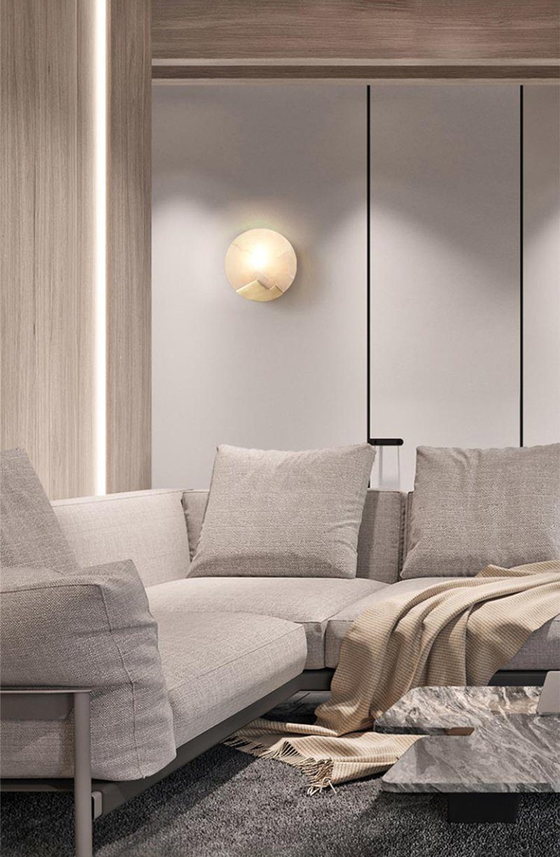 Polished Brass Wall Sconce with Alab
