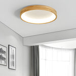 Round Dimmable Led Wooden Nordic Ceiling Lights Fixture Flush Mount Ceiling Lamp