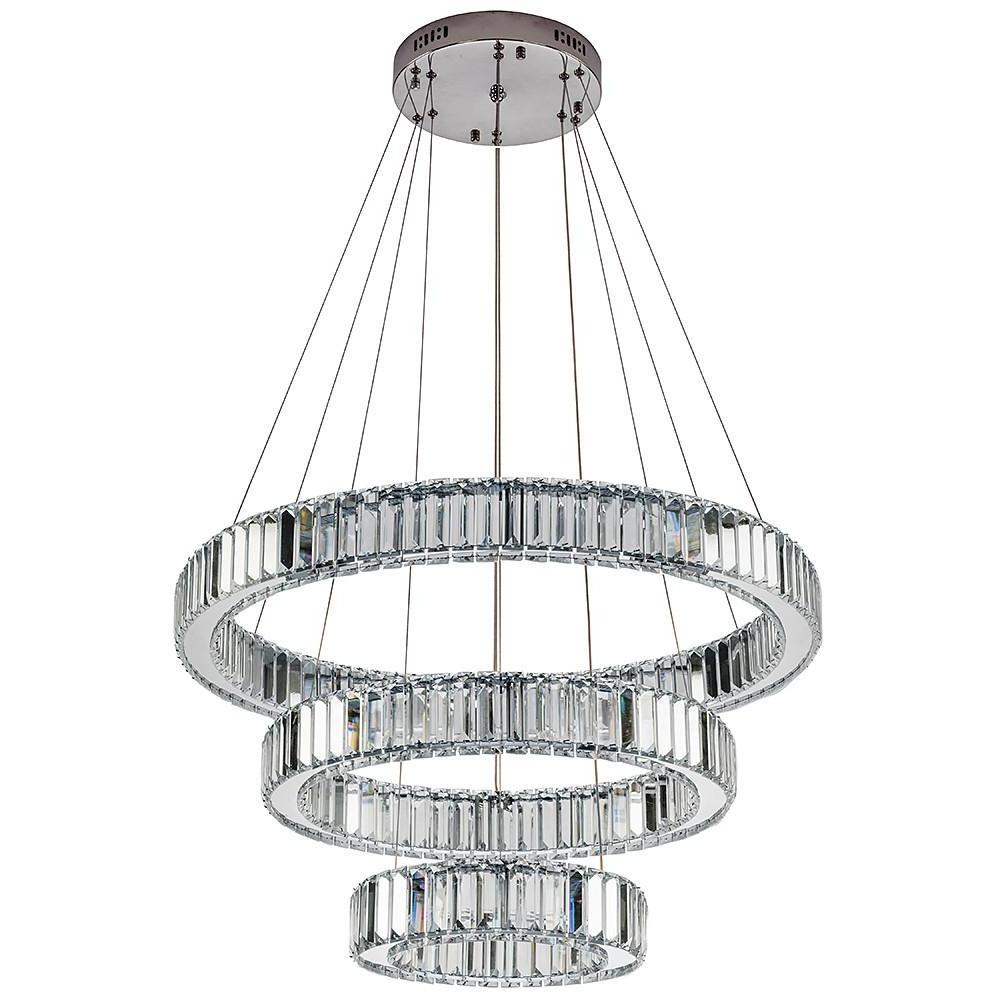 Chrome Crystal 3 Tier Pendant Light Modern Chandelier
