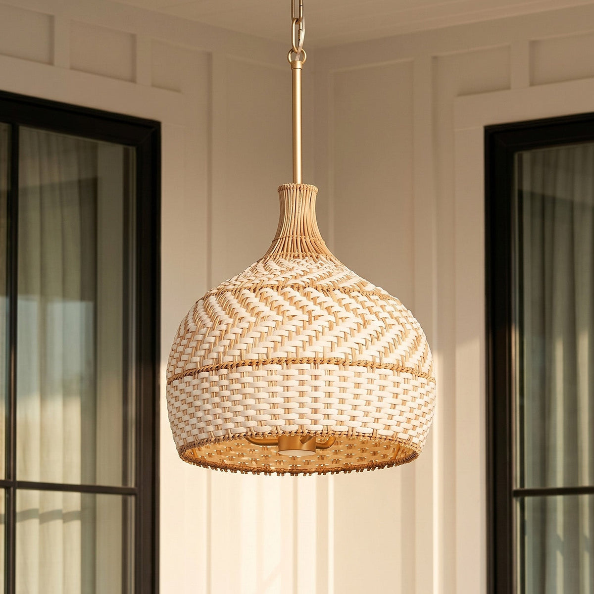 3-light-rustic-rattan-two-tone-color-dome-pendant-light