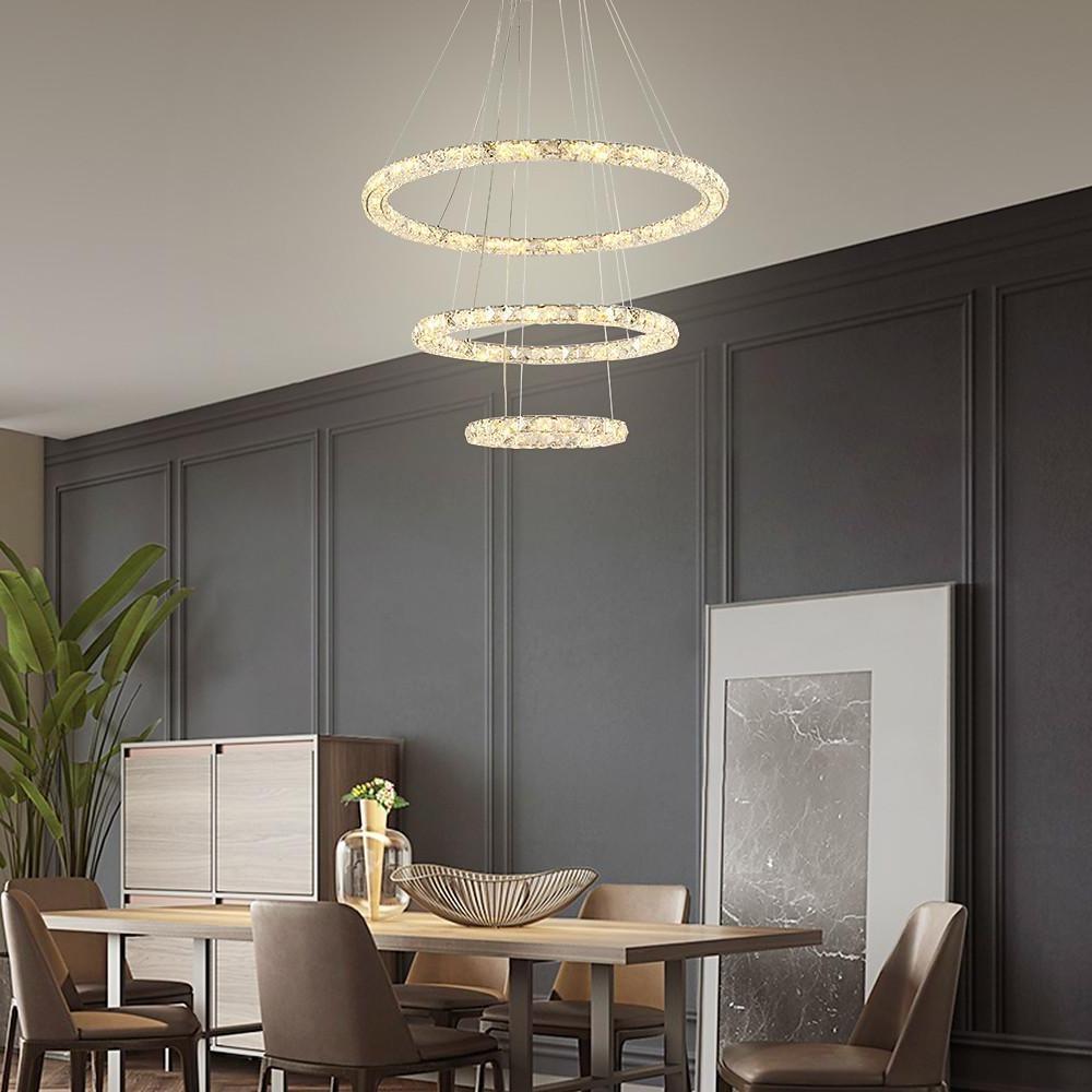 3 4 Light Led Tiered Chandelier Led Crystal Ring Hanging Pendant Light