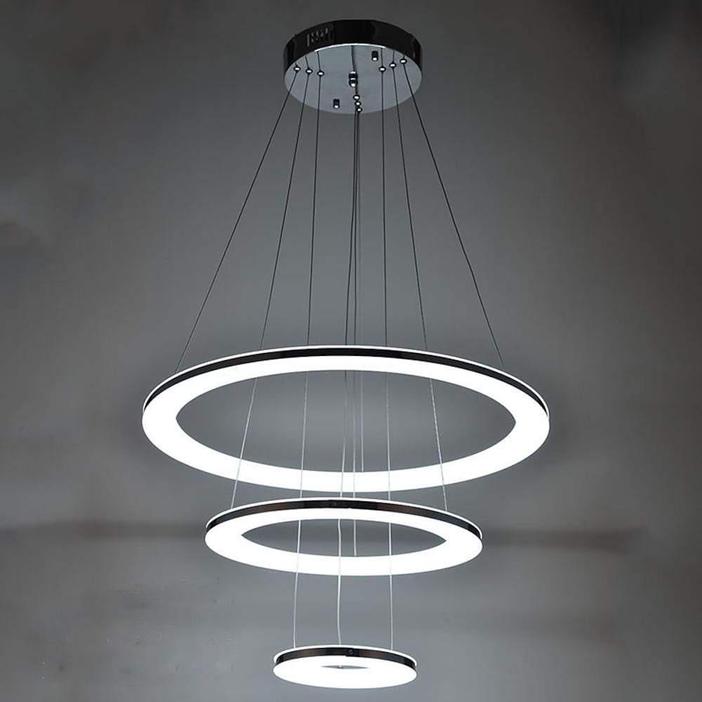 Adjustable LED 3-Ring Chandelier Modern 24' Hanging Ceiling Light
