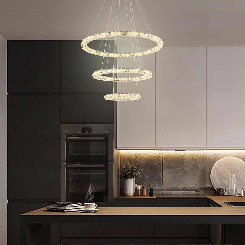 3 4 Light Led Tiered Chandelier Led Crystal Ring Hanging Pendant Light