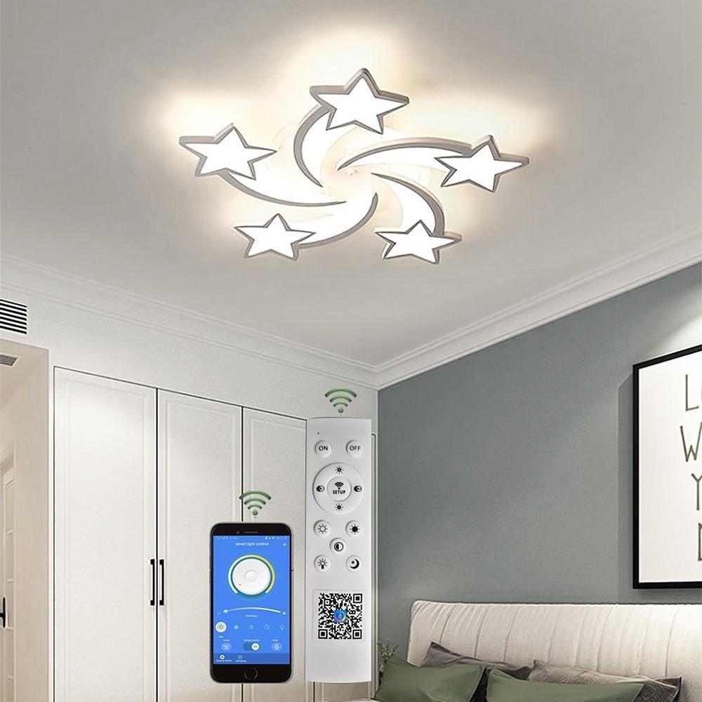 Celestial Shooting Stars Flush Mount Ceiling Light Led Dimmable White 5 To 15 Star Lights