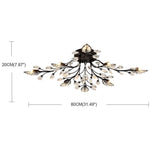 Vintage Crystal Branches Leaf Semi Flush Mount Chandelier 8 Light Led 31 19 Wide Antique Brass